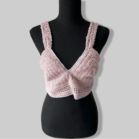 Handmade V Neck Crochet  Bralette Cami One Size - Picture 1 of 13